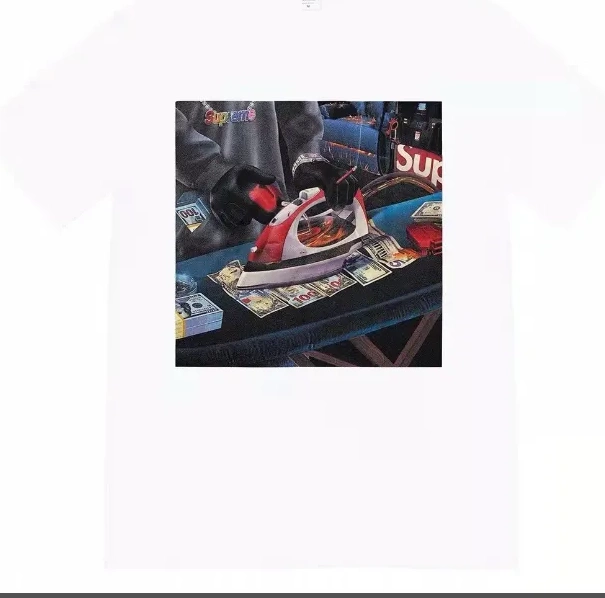 Short Sleeve XL L S Gas BLING M USD Tee Black Large Banknote 22SS Iron T-shirt White Necklace and 0825